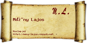 Mány Lajos névjegykártya